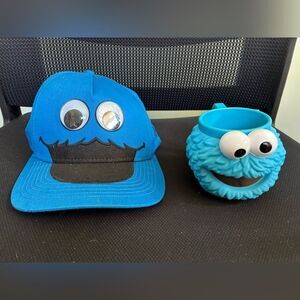 Cookie Monster Sesame Street Nom Nom Hat and Mug Set